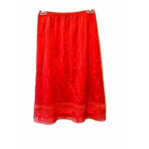 VTG Coquette Lace Retro Red Satin Half Slip Vanity Fair Size S M
